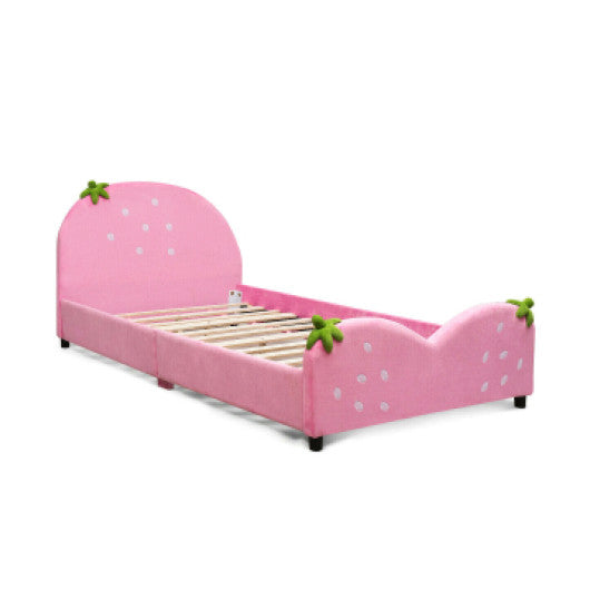 Kids Children Upholstered Berry Pattern Toddler Bed