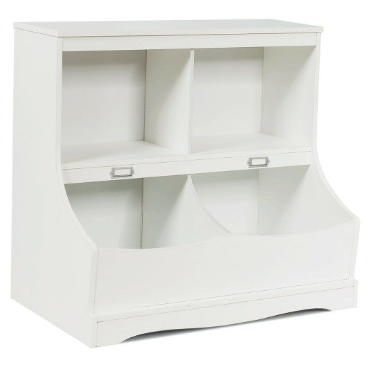 Kids Floor Cabinet Multi-Functional Bookcase -White