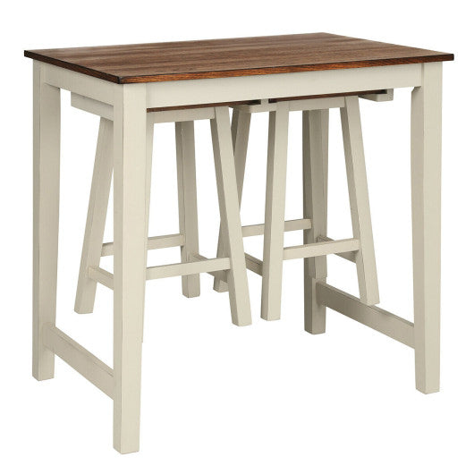 Counter Height Pub Table with 2 Saddle Bar Stools