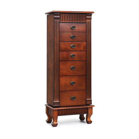 Wooden Jewelry Armoire Cabinet Storage Chest with Drawers and Swing Doors