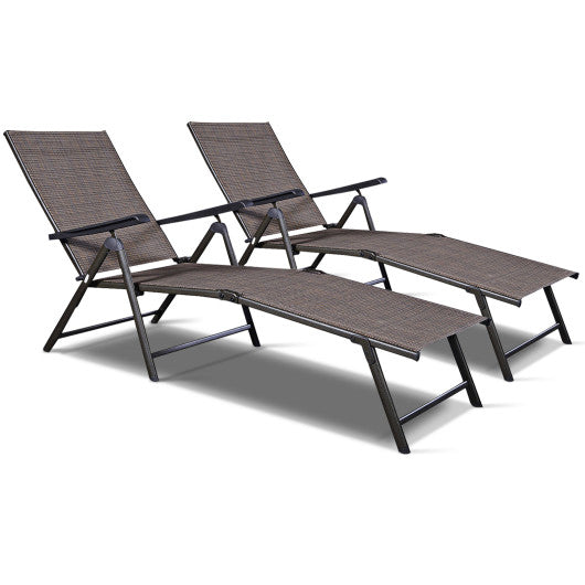 Set of 2 Adjustable Chaise Lounge Chair with 5 Reclining Positions