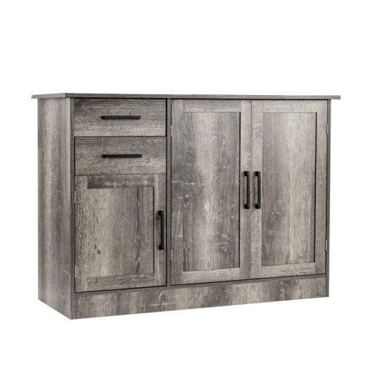 Buffet Storage Cabinet Kitchen Sideboard with 2 Drawers-Gray