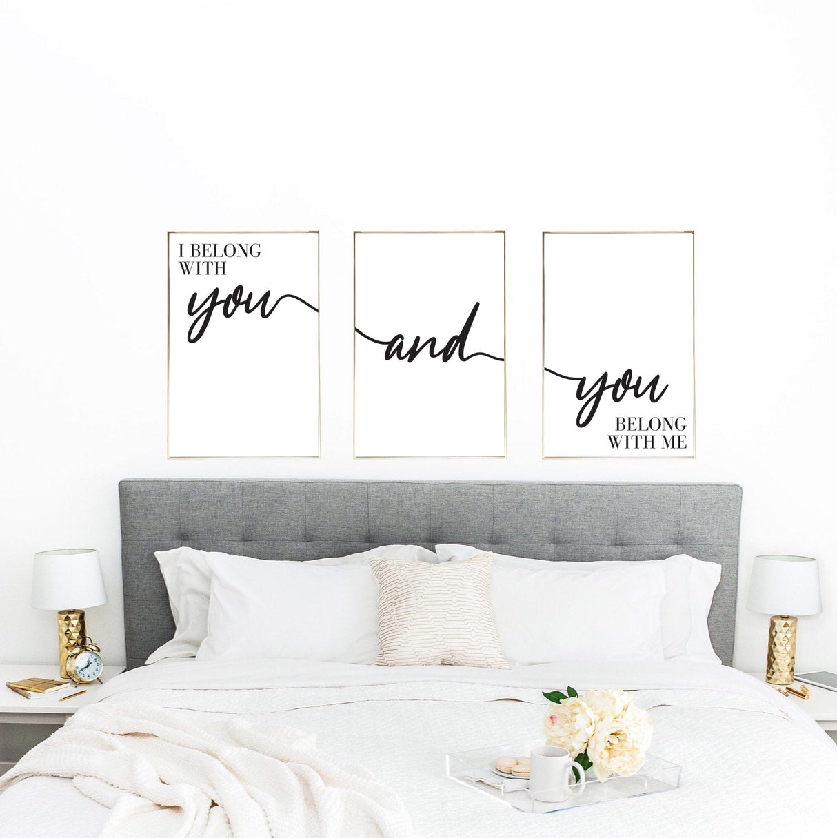 I belong With You & You Belong With Me Couple Black Set Of 3 Bedroom Prints by WinsterCreations™ Official Store