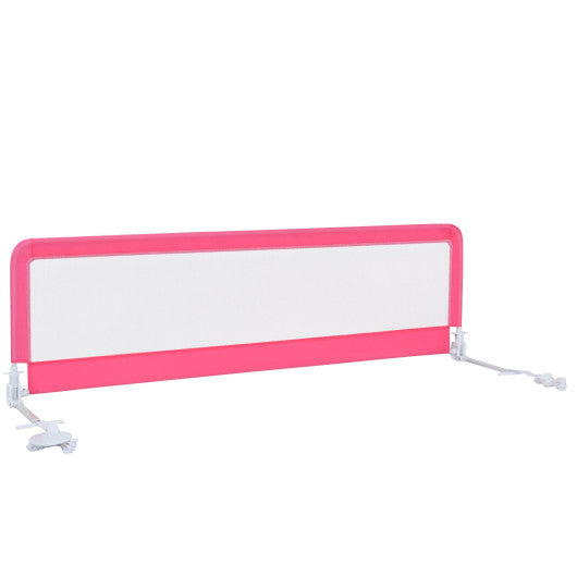 71 Inch Extra Long Swing Down Bed Guardrail with Safety Straps-Pink