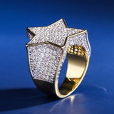 Iced Out Diamond Star Ring 14K Gold Plated by Bling Proud | Urban Jewelry Online Store