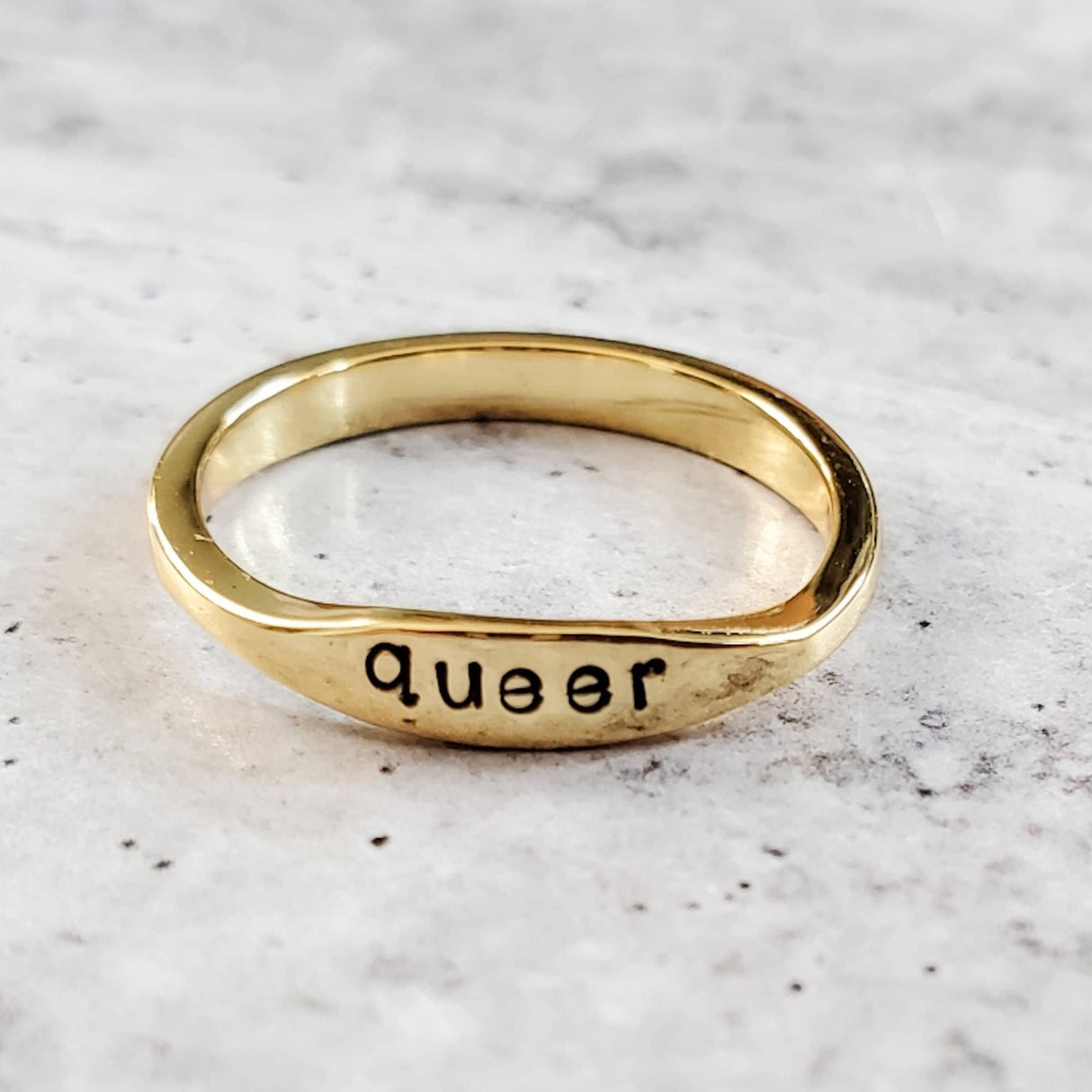 QUEER Dainty Gold Plated or Sterling Silver Ring by Salt and Sparkle