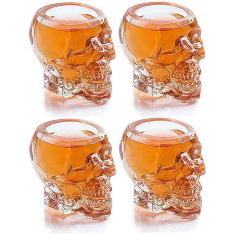 Monkey and Heroes Extra Large Skull Shot Glasses Set of 4, Use Skull Head Cup For A Whiskey, Scoth and Vodka Shot Glass, 3 Ounces by The Wine Savant - Vysn