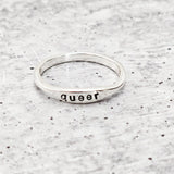 QUEER Dainty Gold Plated or Sterling Silver Ring by Salt and Sparkle