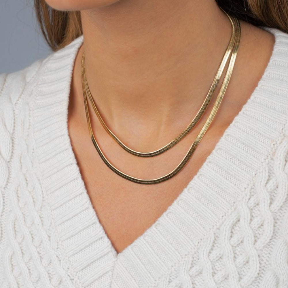 Herringbone Chain Necklace by By Adina Eden