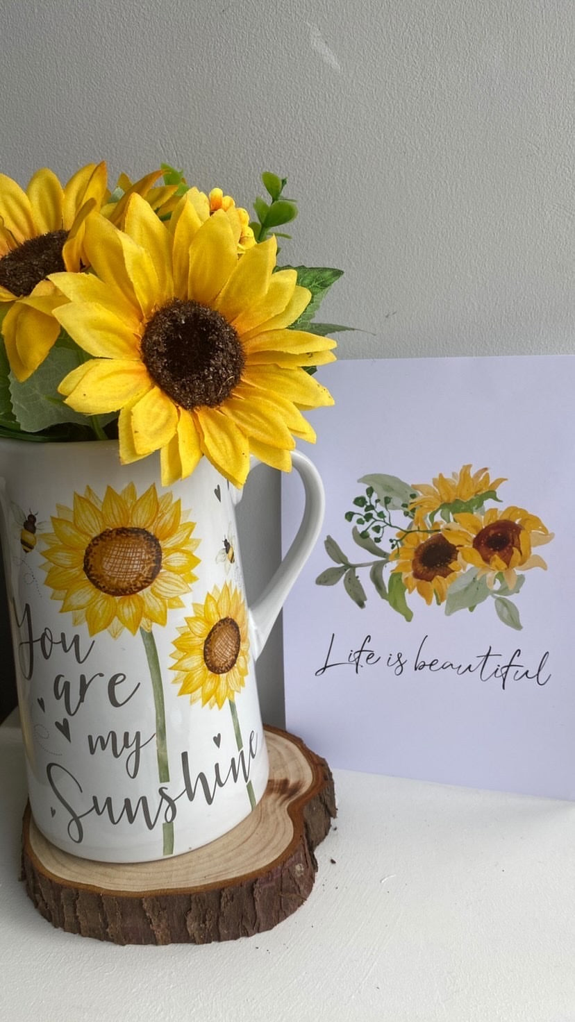 Life is beautiful Sunflower Spring Seasonal Wall Home Decor Print by WinsterCreations™ Official Store