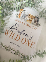 Wild One Any Name & Date Wild Safari Animals Birthday Party Decor Print by WinsterCreations™ Official Store