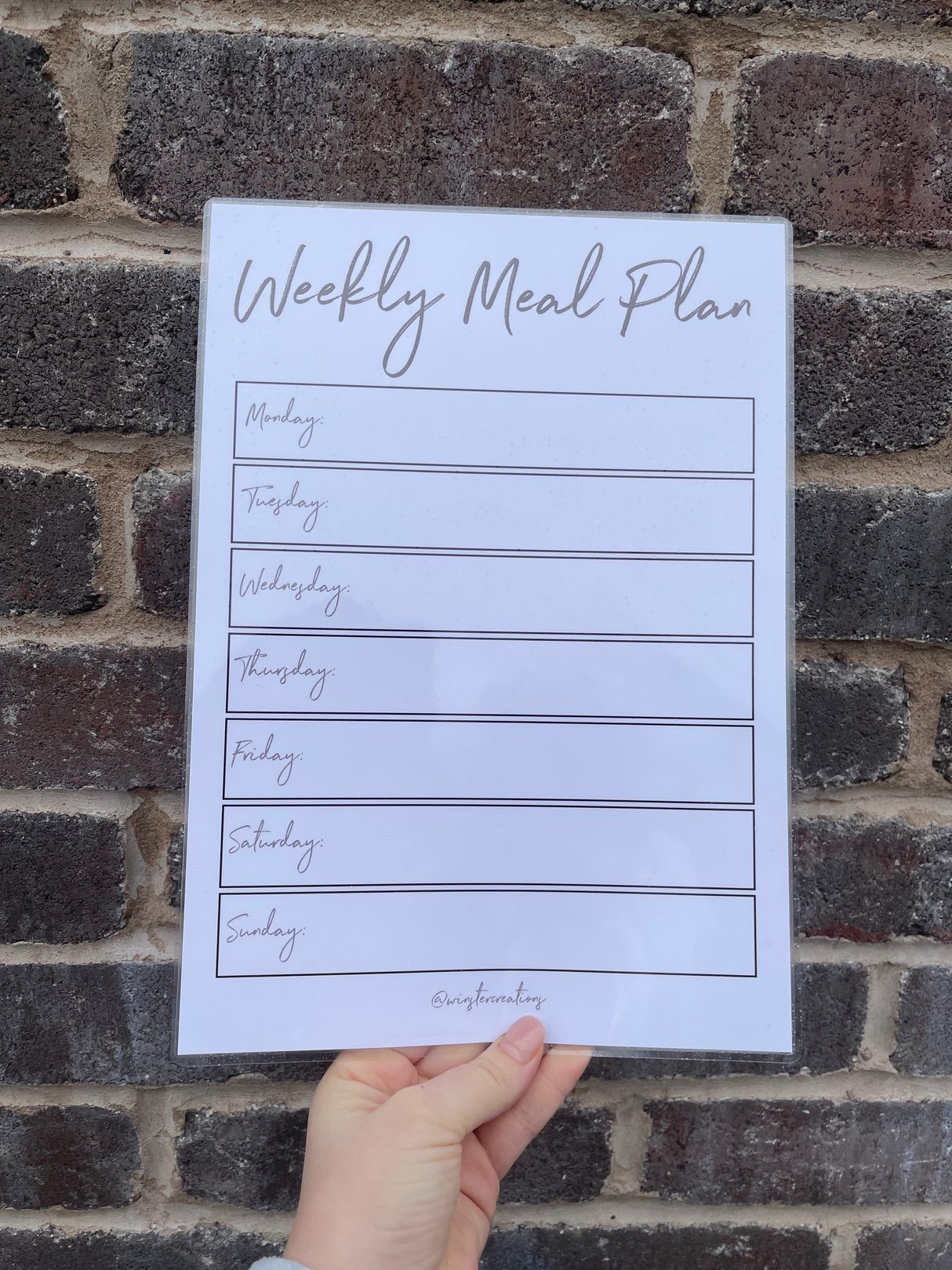 Laminated A4 Weekly Main Meal Planner Menu - Grey & Black + Magnetic Dry-Wipe Pen by WinsterCreations™ Official Store