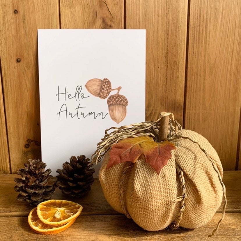 Hello Autumn Acorn Autumn Seasonal Wall Home Decor Print by WinsterCreations™ Official Store