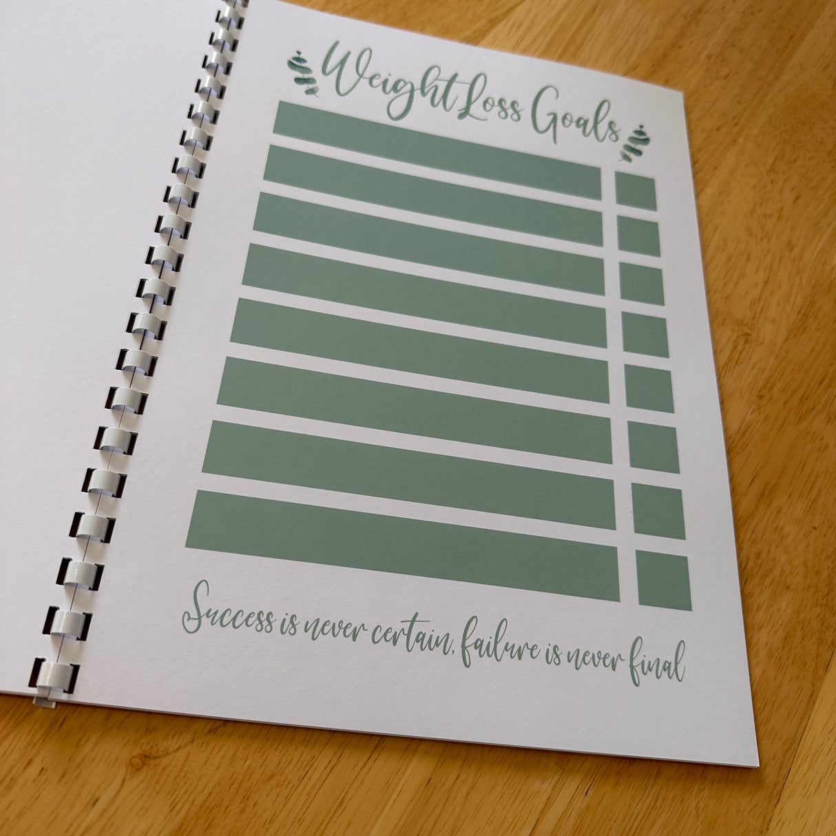 Binded Eucalyptus Leaf Weight Loss & Diet Tracker Journal A4 Diary - Up To 1 Year Measurements Goals Weigh Ins + Lots MORE! by WinsterCreations™ Official Store