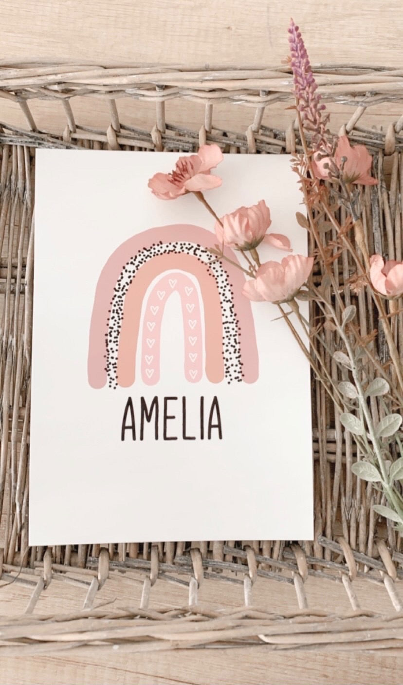 Earthy Pinks Rainbow Name Boho Children's Room Wall Bedroom Decor Print by WinsterCreations™ Official Store