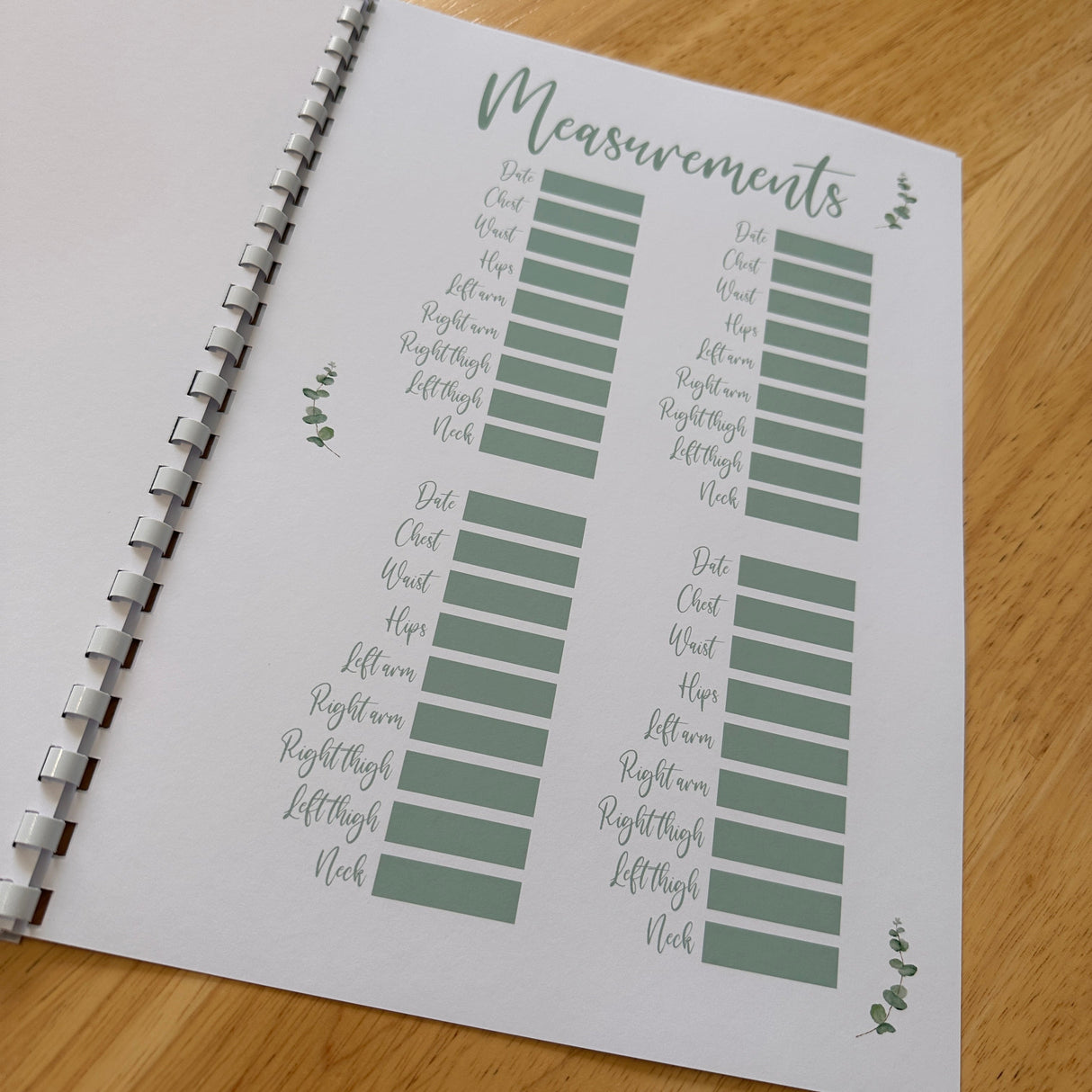 Binded Eucalyptus Leaf Weight Loss & Diet Tracker Journal A4 Diary - Up To 1 Year Measurements Goals Weigh Ins + Lots MORE! by WinsterCreations™ Official Store