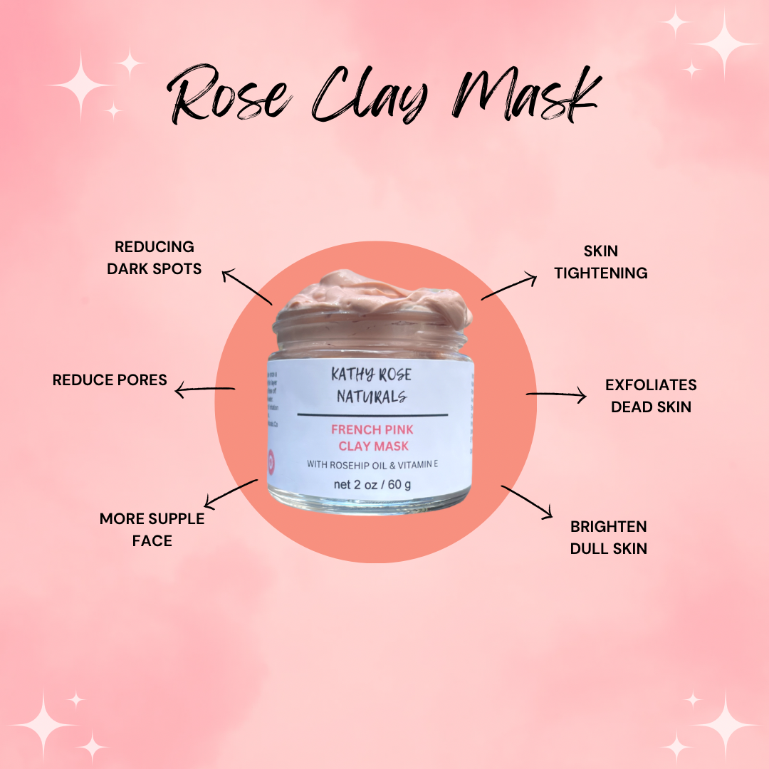 Pink Rose Clay Mask by KathyRoseNaturals