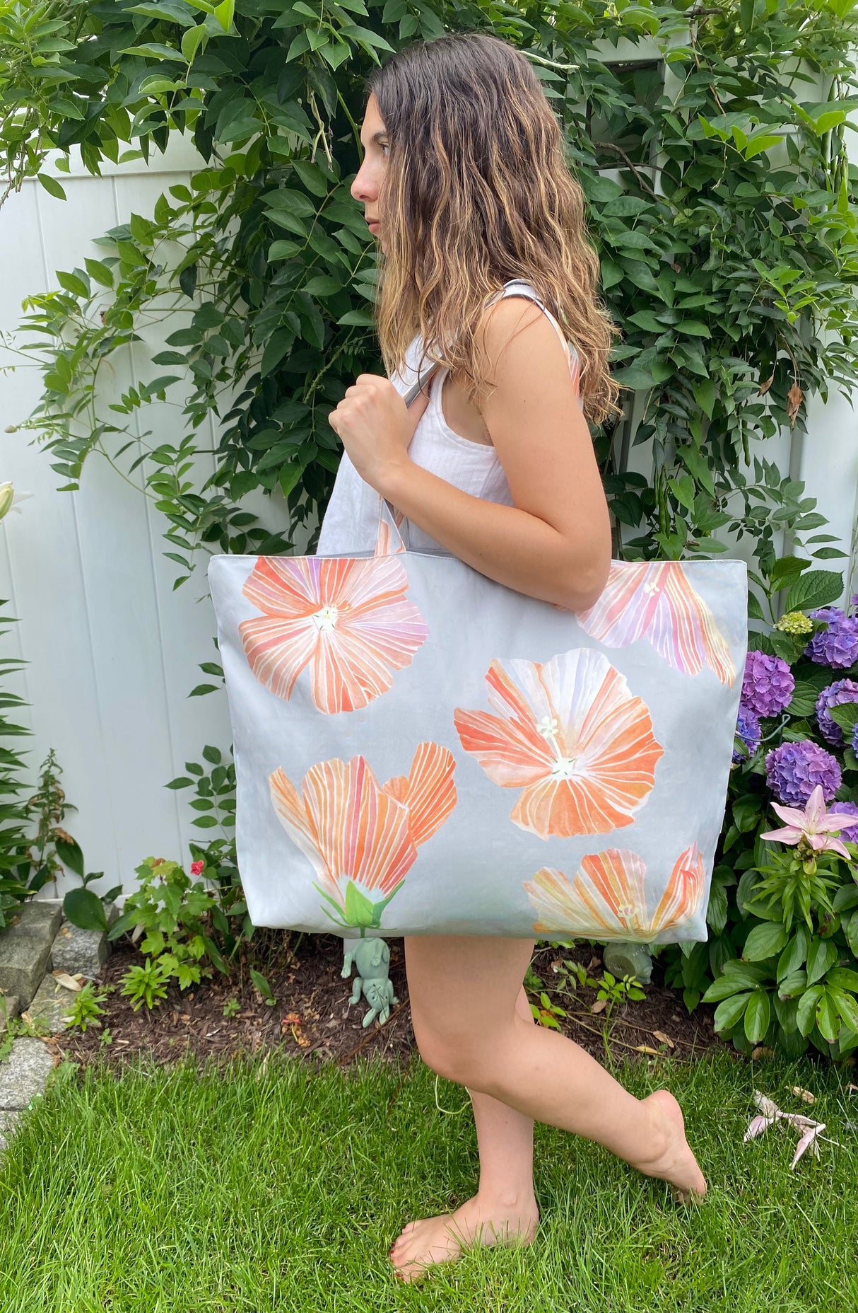 The Weekender Bag: Hibiscus on Grey by India & Purry