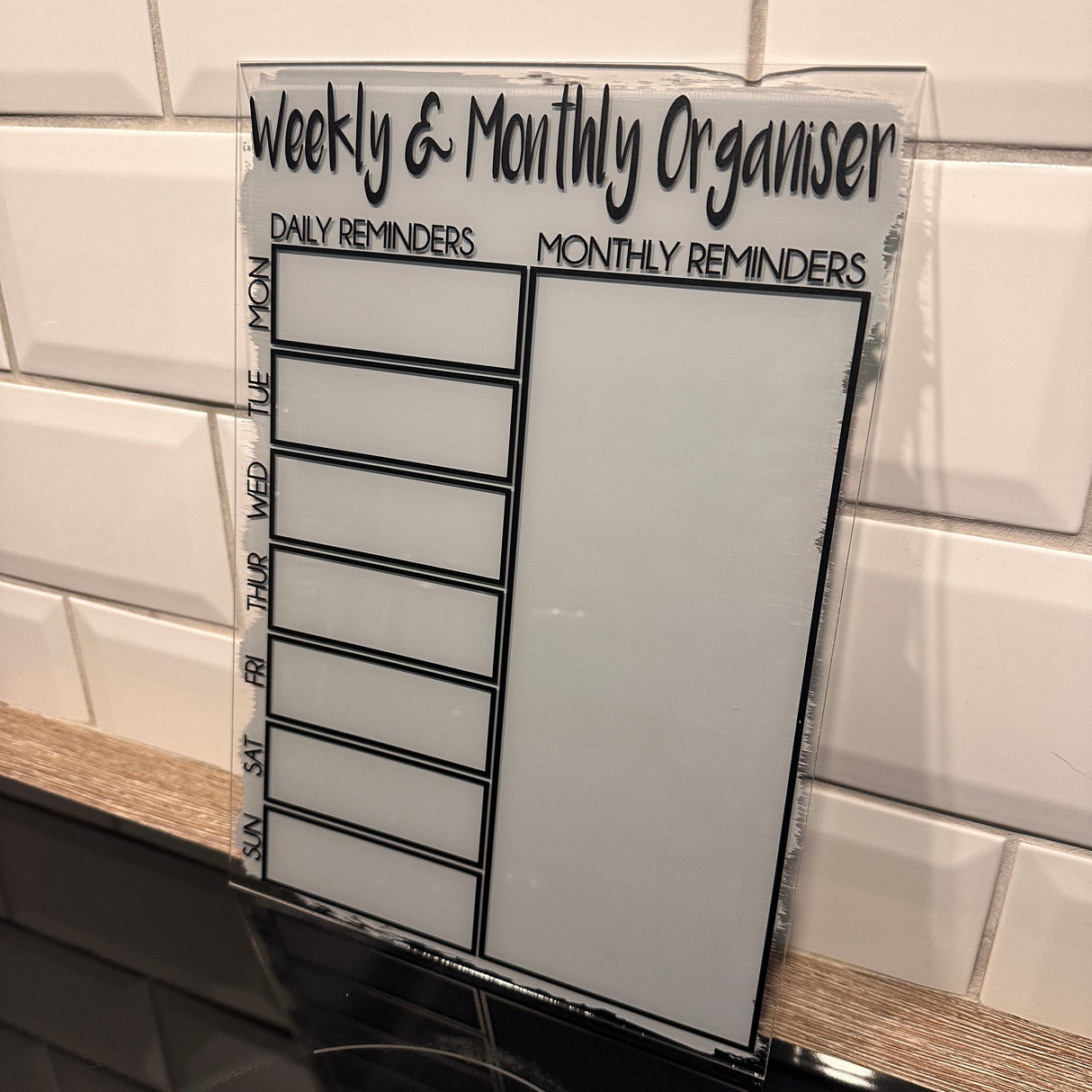 Weekly & Monthly Painted Organiser Planner A4 Clear Acrylic Wipeable Sign With Drywipe Pen by WinsterCreations™ Official Store