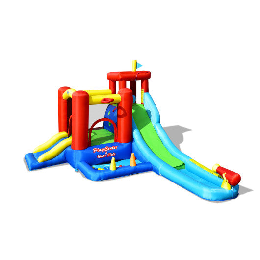 9-in-1 Inflatable Kids Water Slide Bounce House without Blower