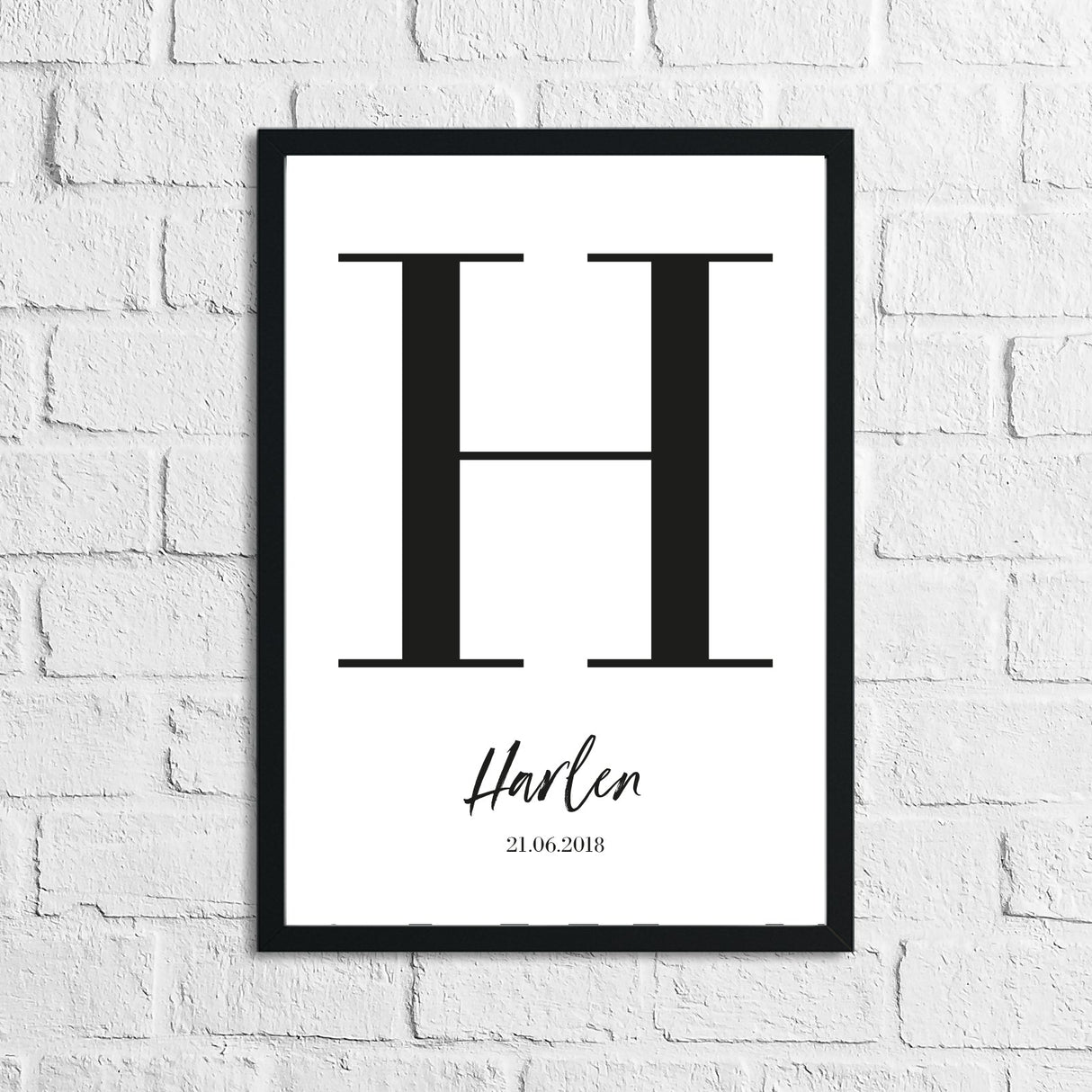 Personalised Black Name Initial DOB Children's Teenagers Room Wall Decor Print by WinsterCreations™ Official Store