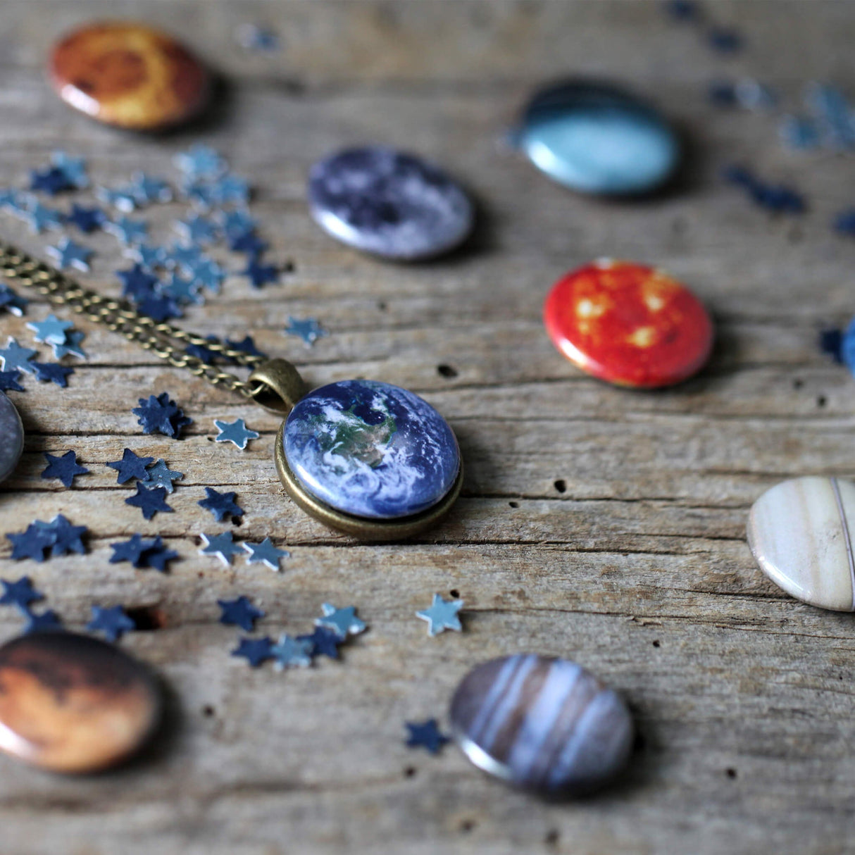 Interchangeable Solar System Necklace by Yugen Handmade