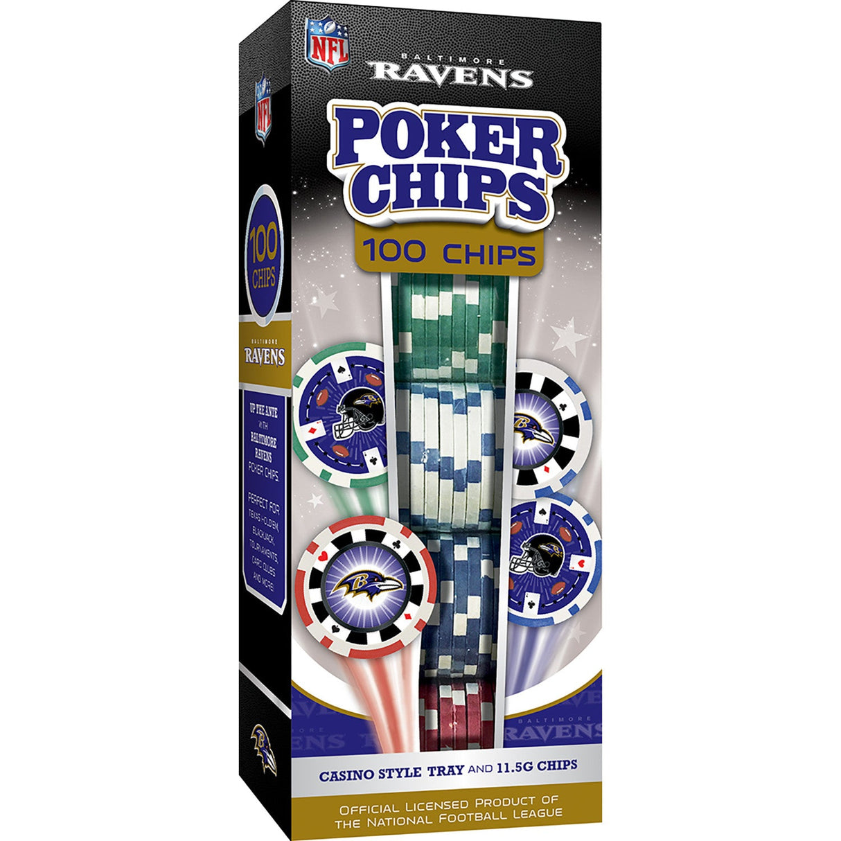 Baltimore Ravens 100 Piece Poker Chips by MasterPieces Puzzle Company INC