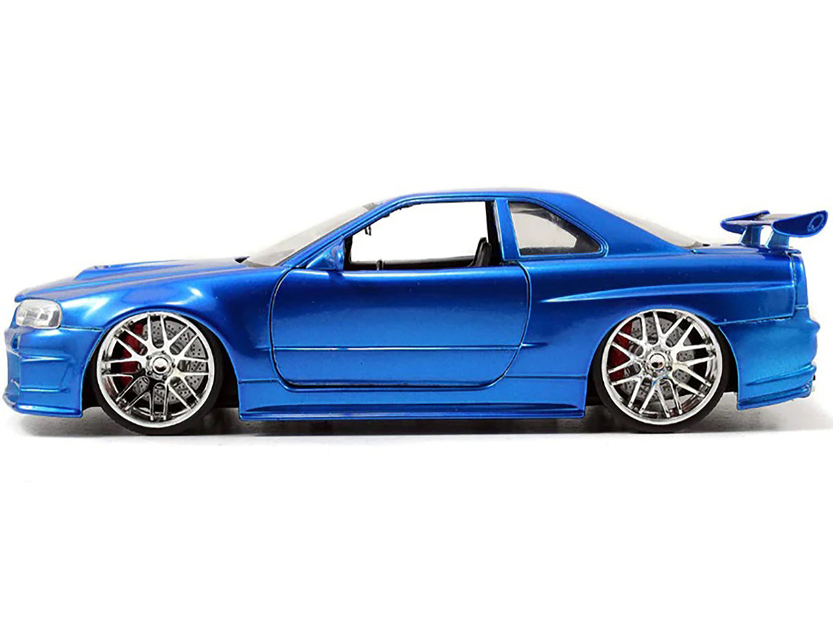 Brian's Nissan GTR Skyline R34 RHD (Right Hand Drive) Blue "Fast & Furious" Movie 1/24 Diecast Model Car by Jada