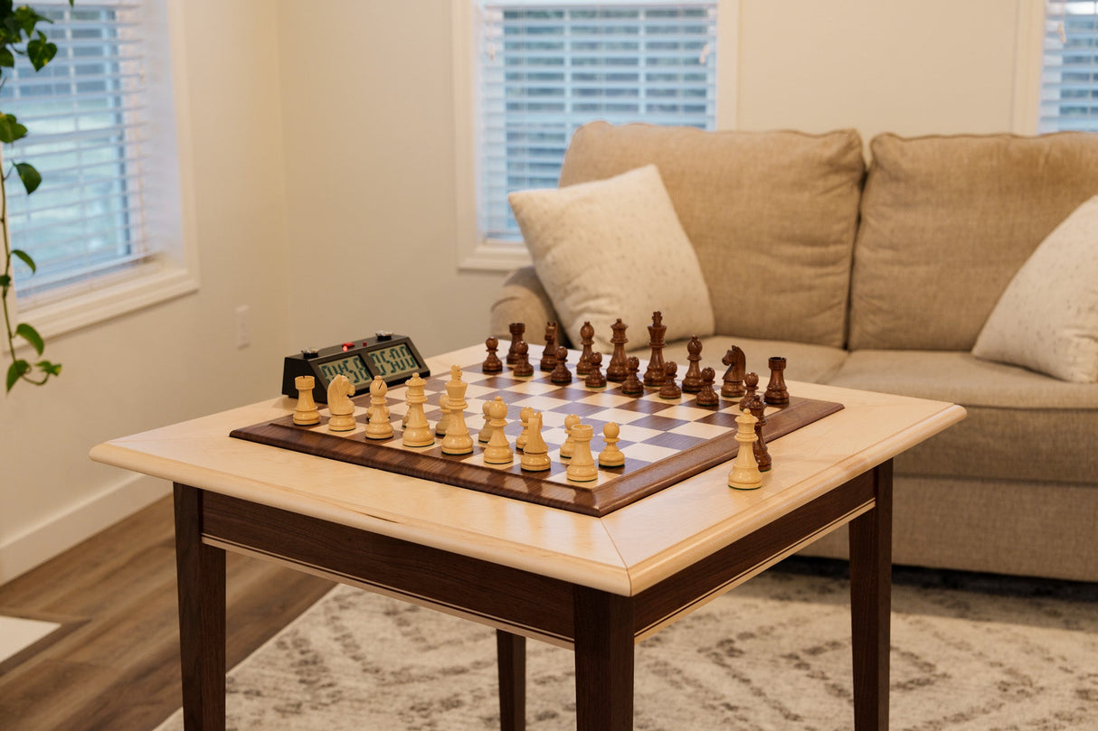 JLP Walnut Maple Premium Hardwood Chess Table by Chess House