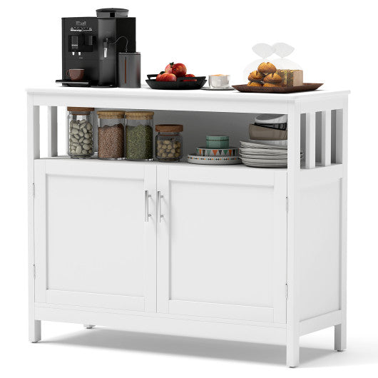 Kitchen Buffet Server Sideboard Storage Cabinet with 2 Doors and Shelf-White