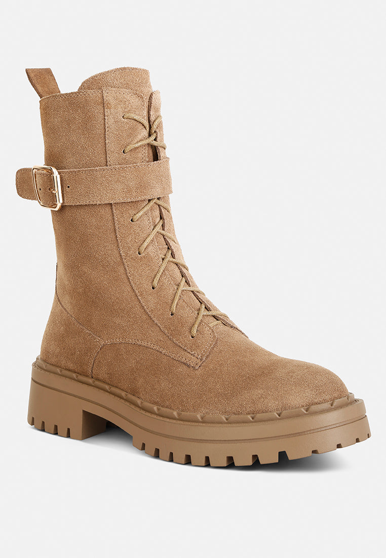 kasper suede chunky lug boots by London Rag