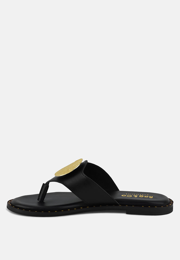 kathleen buckle embellished slip on thong sandals by London Rag