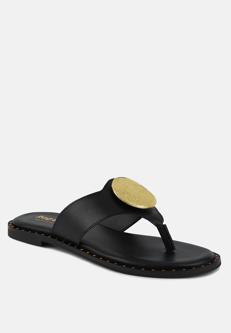 kathleen buckle embellished slip on thong sandals by London Rag