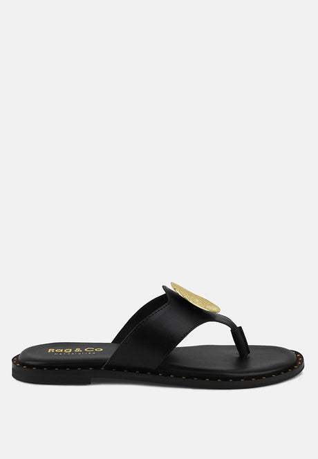 kathleen buckle embellished slip on thong sandals by London Rag