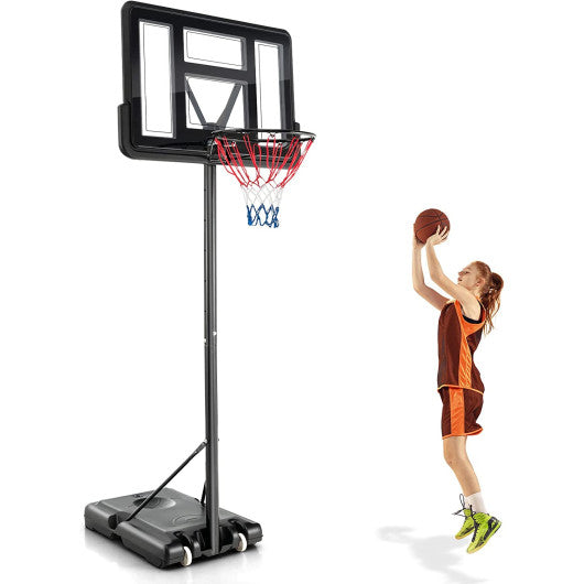 4.25-10 Feet Adjustable Basketball Hoop System with 44 Inch Backboard-A