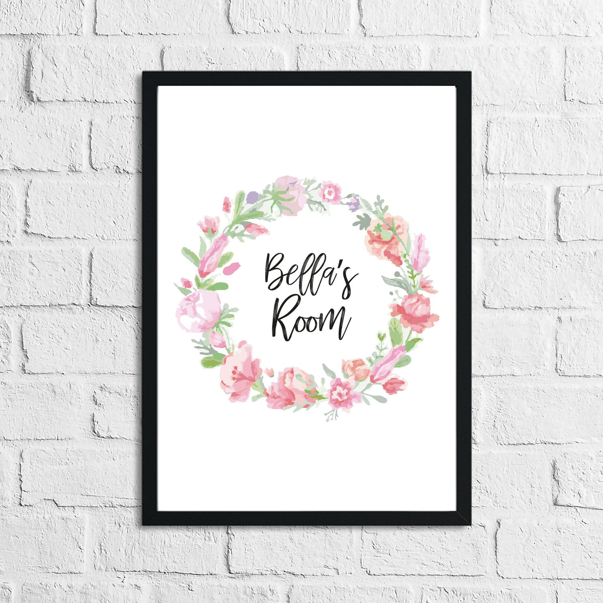 Personalised Floral Wreath Name Children's Room Wall Decor Print by WinsterCreations™ Official Store