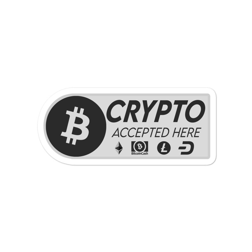 Crypto Accepted Here Bubble-free stickers by Proud Libertarian