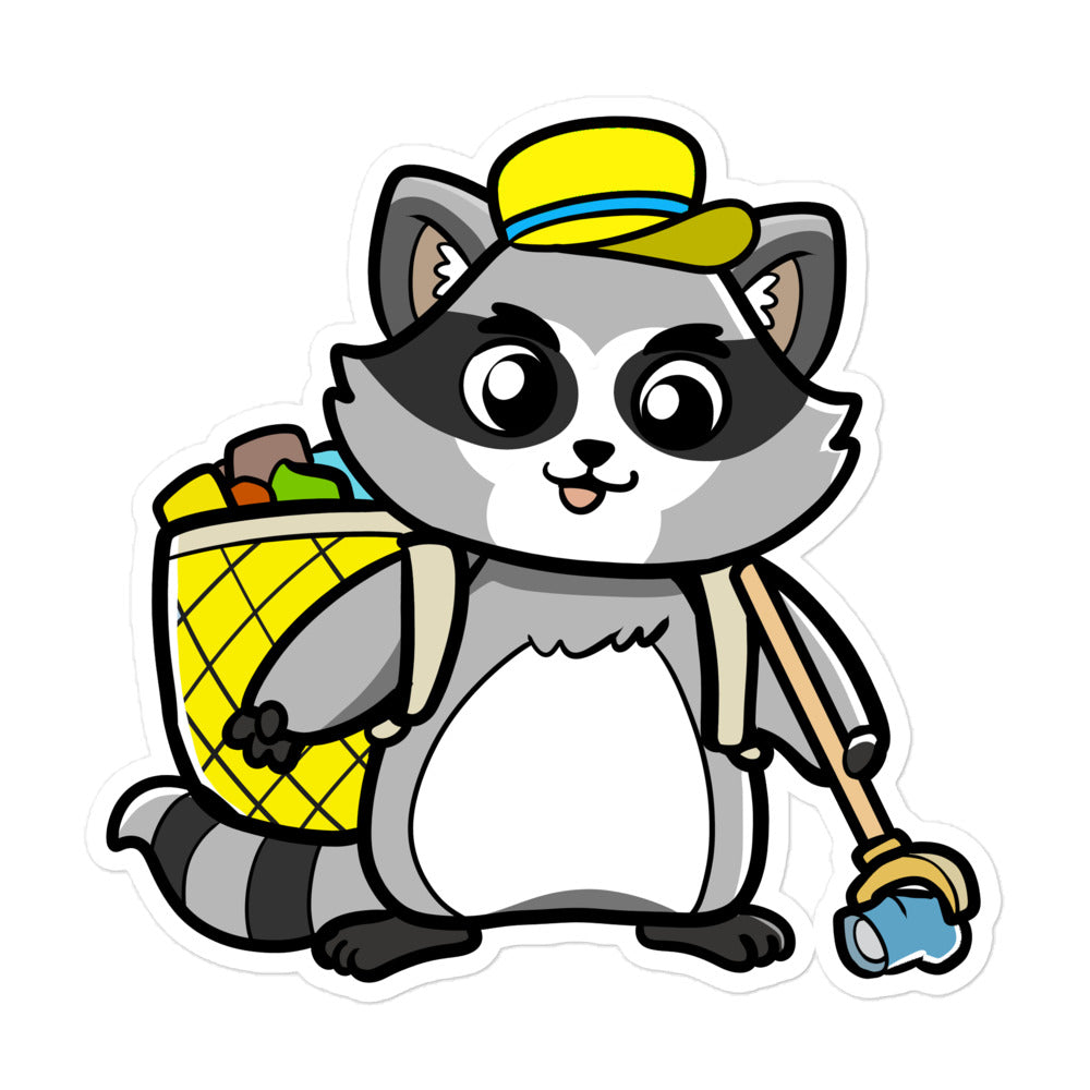 Trash Panda Cartoon Voluntary Raccoon Bubble-free stickers by Proud Libertarian