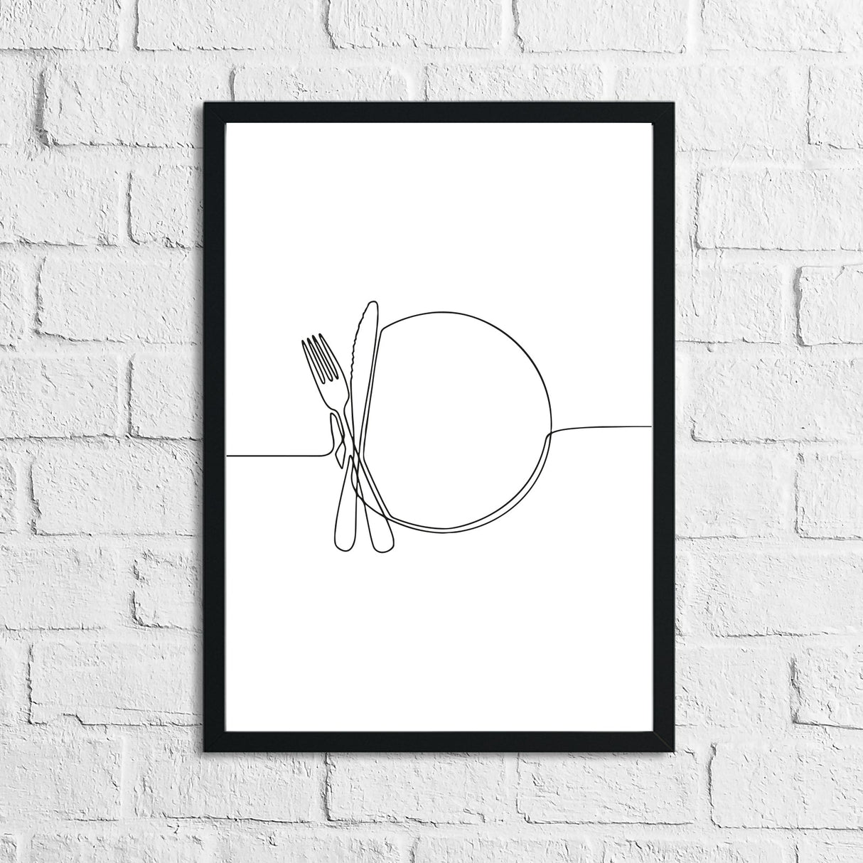 Knife Fork Plate Simple Line Work Kitchen Wall Decor Print by WinsterCreations™ Official Store