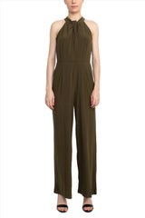 Nina Leonard Crossed Neck Sleeveless Keyhole Back Solid Jersey Jumpsuit by Curated Brands