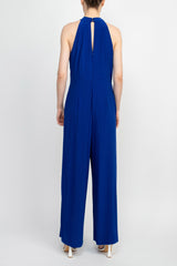 Nina Leonard Crossed Neck Sleeveless Keyhole Back Solid Jersey Jumpsuit by Curated Brands