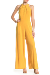 Nina Leonard Crossed Neck Sleeveless Keyhole Back Solid Jersey Jumpsuit by Curated Brands