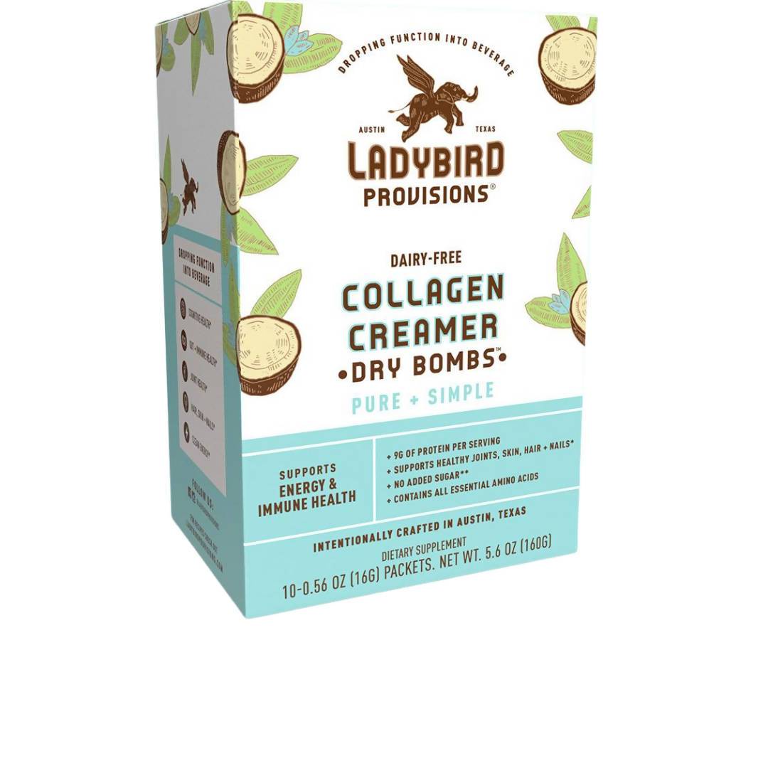 Collagen Creamer (Dairy-Free), Pure + Simple Dry Bomb Packets - 6 Boxes x 10 Packets by Farm2Me