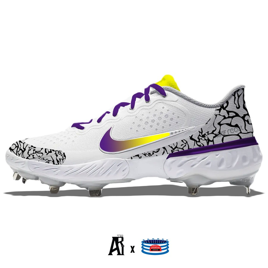 "Laker Print" Nike Alpha Huarache Elite 3 Low Cleats by Stadium Custom Kicks