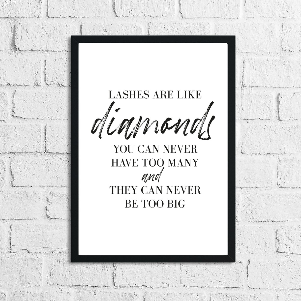 Lashes Are Like Diamonds Dressing Room Simple Wall Decor Print by WinsterCreations™ Official Store