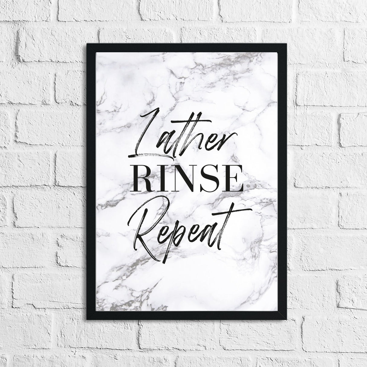 Lather Rinse Repeat Marble Bathroom Wall Decor Print (With Or Without Marble) by WinsterCreations™ Official Store