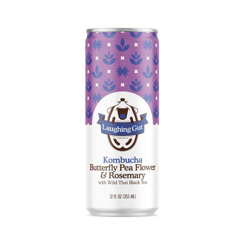 Laughing Gut Kombucha Butterfly Pea Flower & Rosemary Cans - 12 Cans x 1 Case by Farm2Me