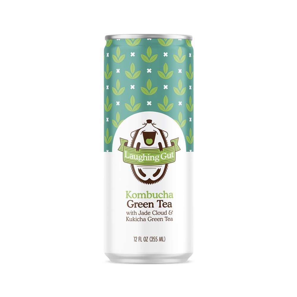 Laughing Gut Kombucha Green Tea Cans - 12 Cans x 1 Case by Farm2Me