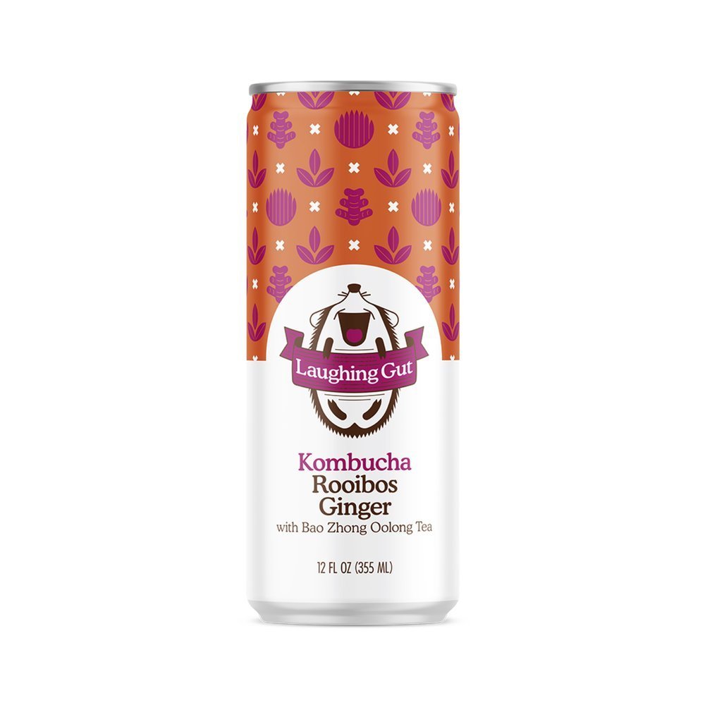 Laughing Gut Kombucha Rooibos Ginger Cans - 12 Cans x 1 Case by Farm2Me