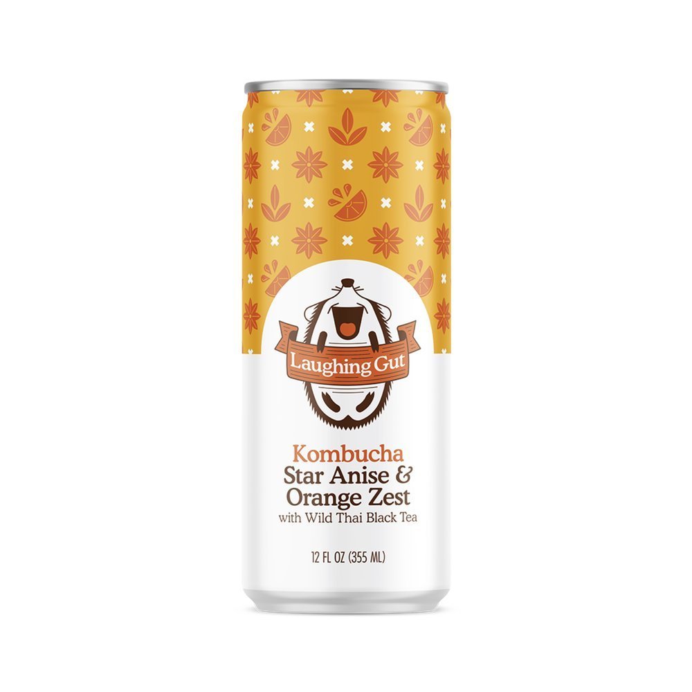 Laughing Gut Kombucha Star Anise & Orange Zest Cans - 12 Cans x 1 Case by Farm2Me